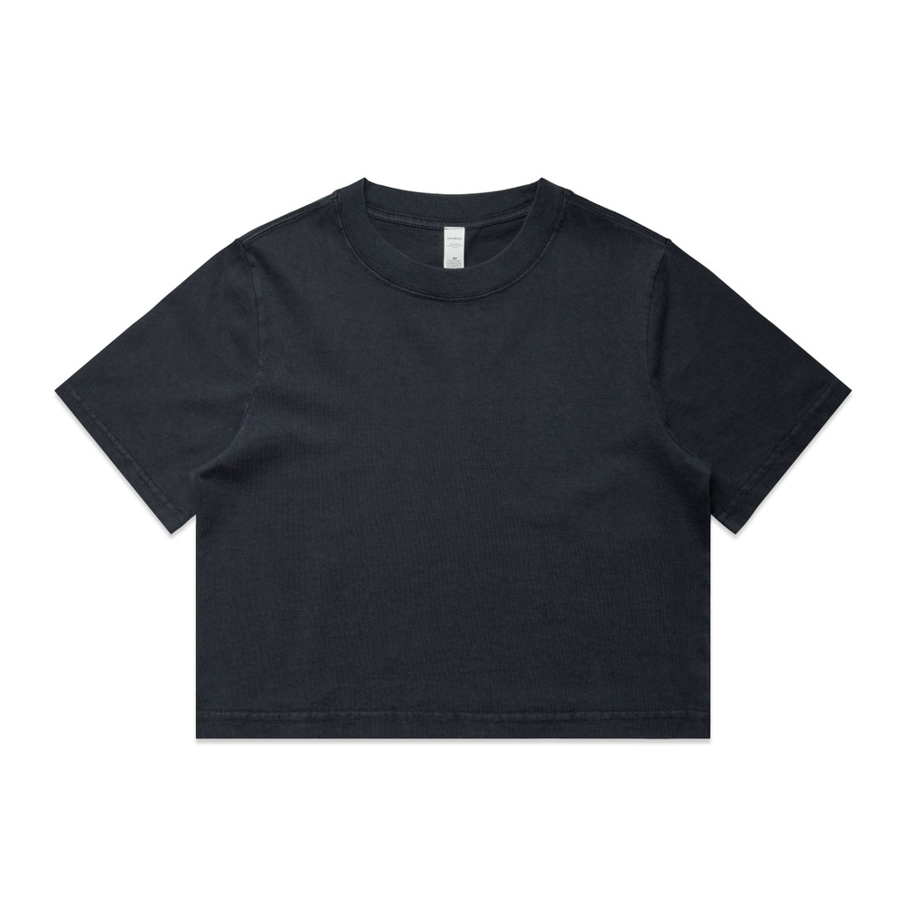 Women's Heavy Faded Crop Tee in Faded Ink Blue