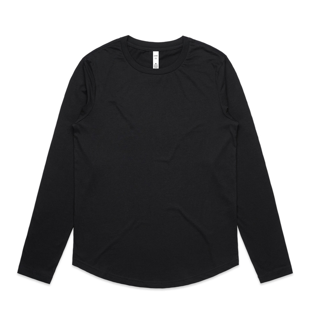 Women's Maple Curve Long Sleeve Tee in Black