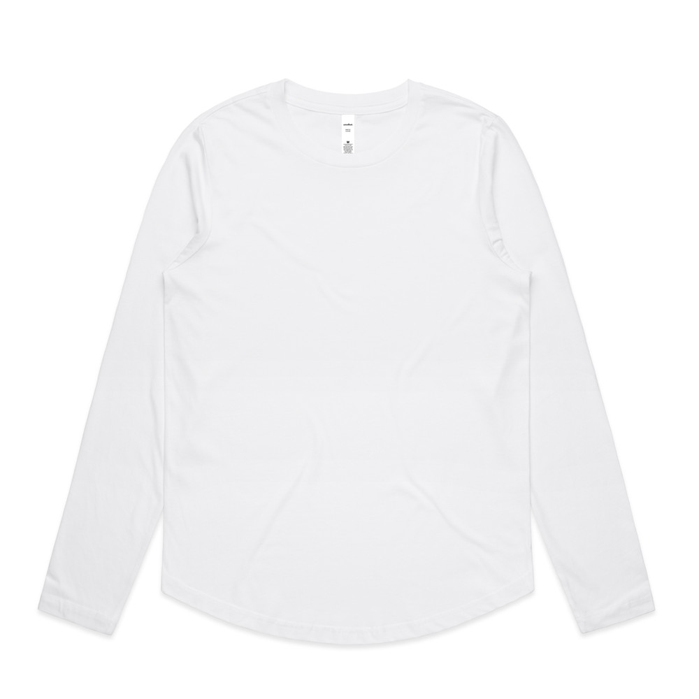 Women's Maple Curve Long Sleeve Tee in White