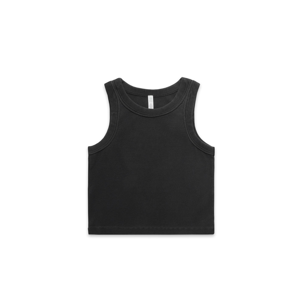 Women's Faded Organic Rib Crop Tank in Faded Black