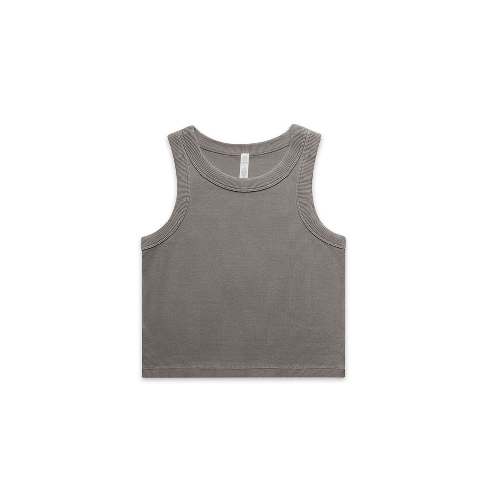 Women's Faded Organic Rib Crop Tank in Faded Grey