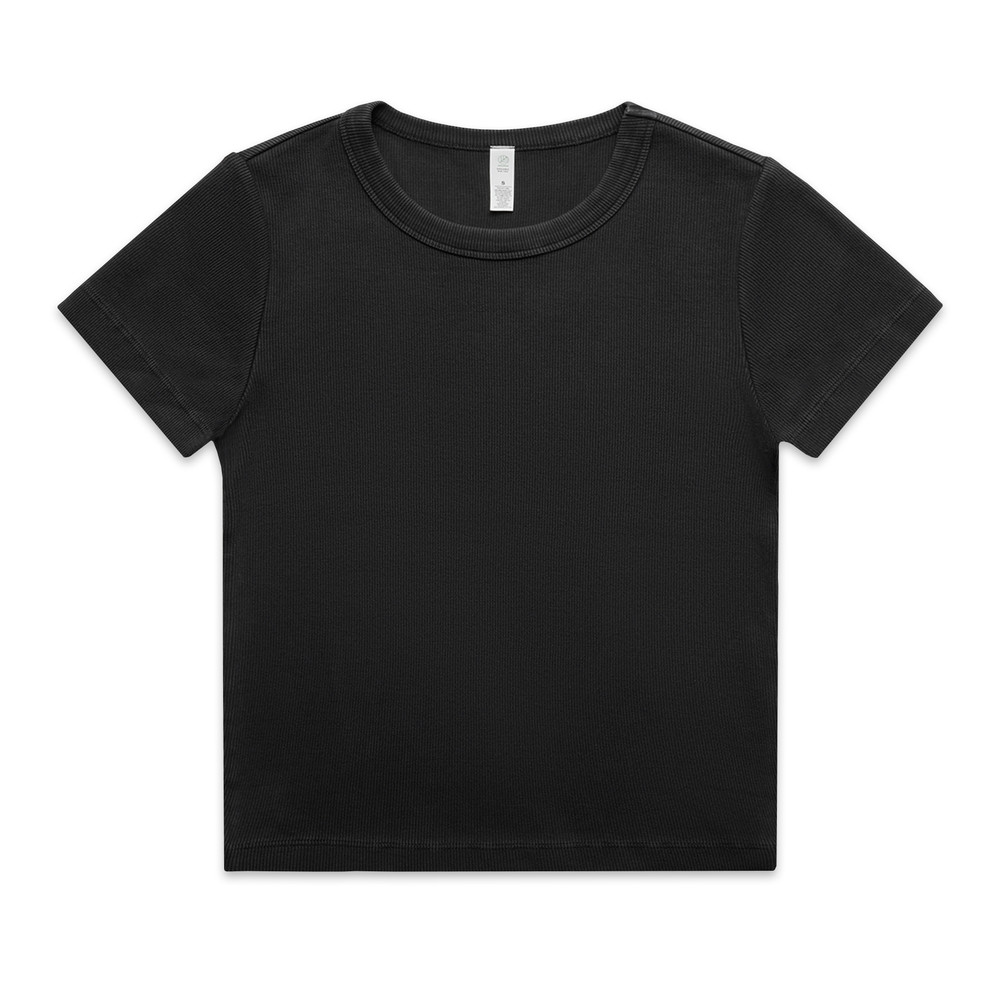 Women's Faded Organic Rib Tee in Faded Black
