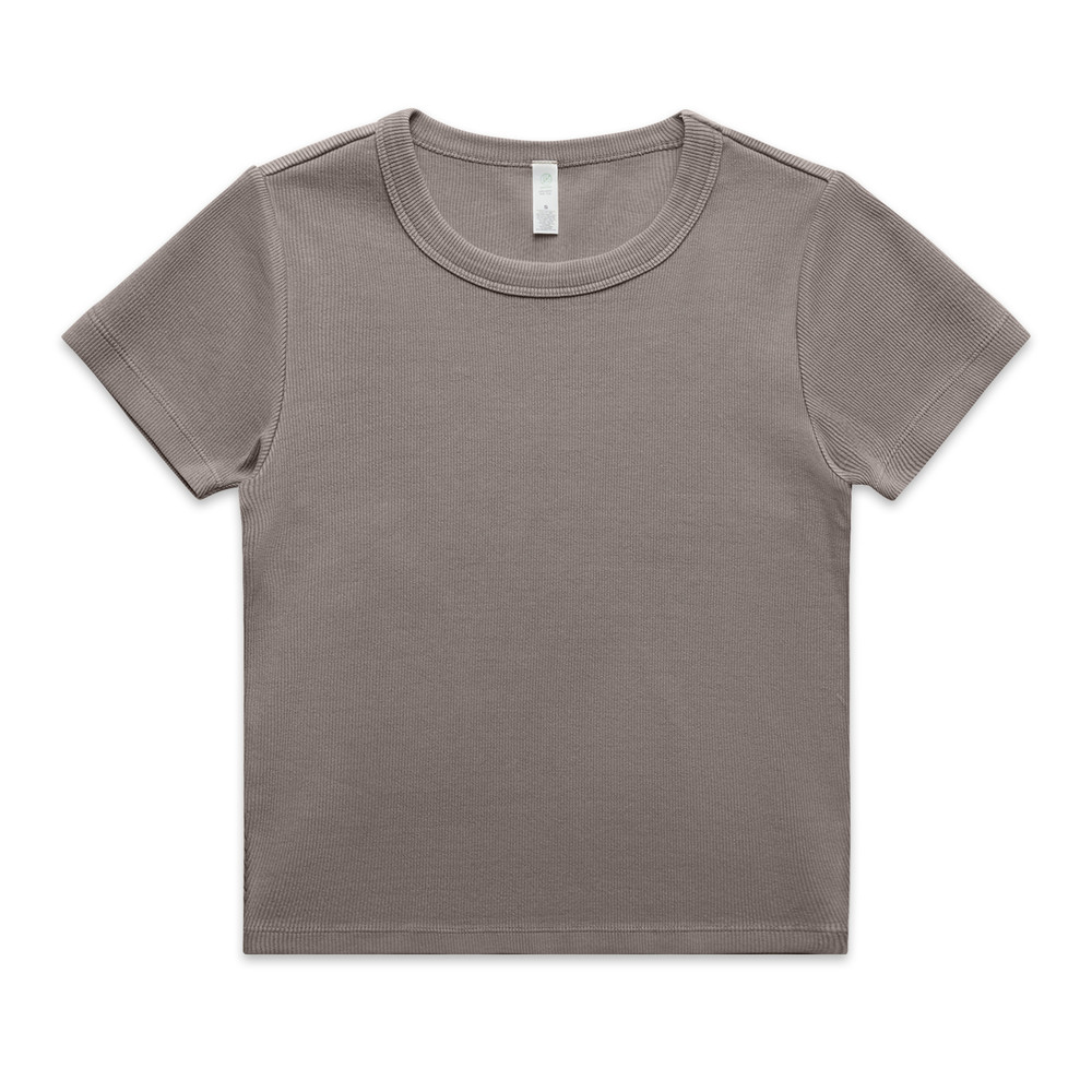 Women's Faded Organic Rib Tee in Faded Grey
