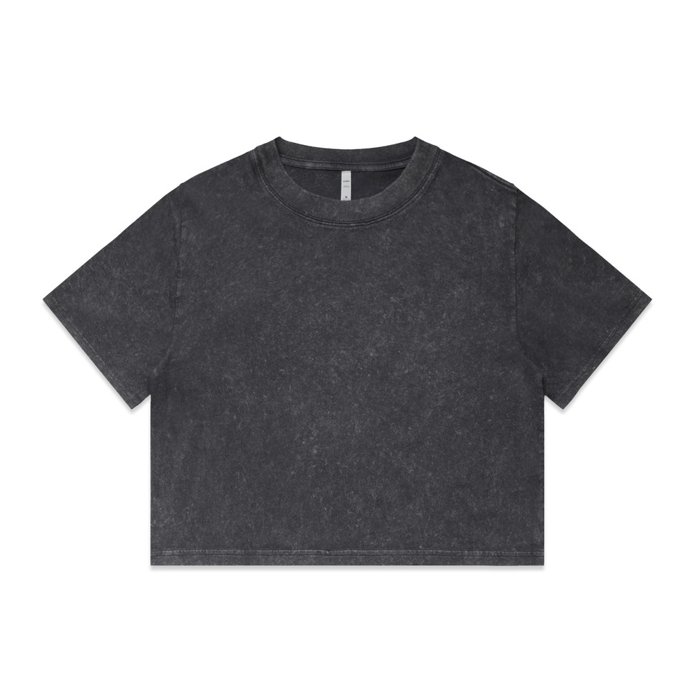 Women's Stone Wash Heavy Crop Tee in Black Stone