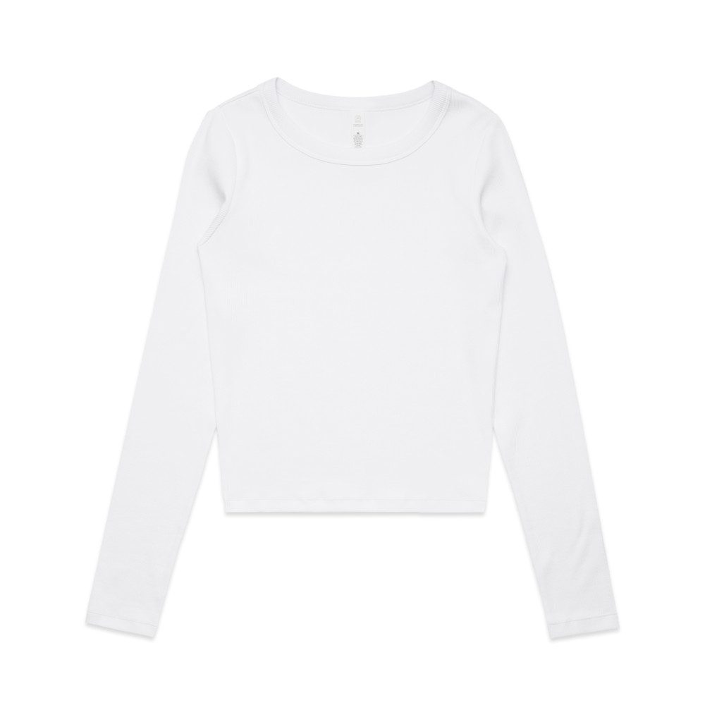 Women's Organic Rib Long Sleeve Tee in White