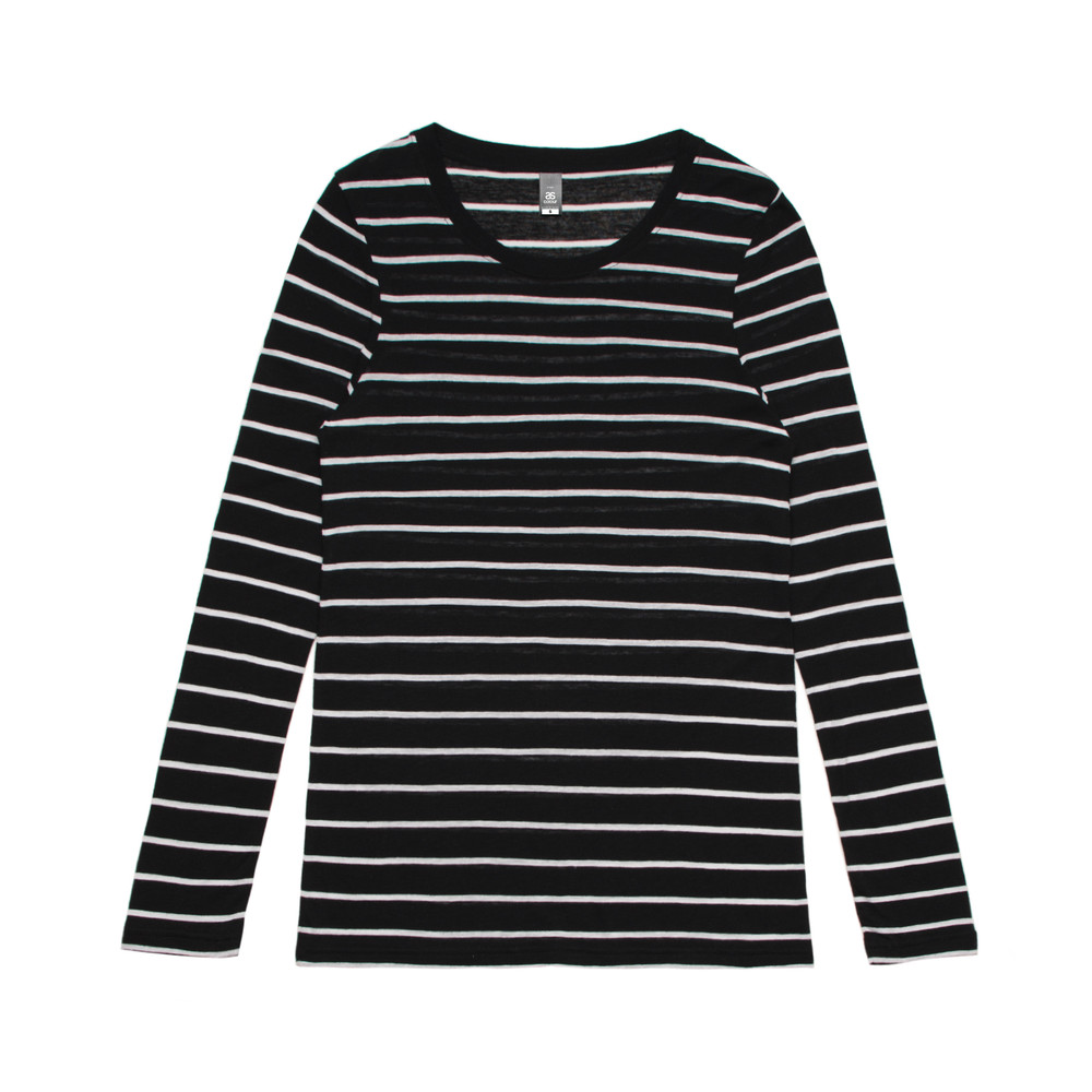 Women's Fine Stripe Long Sleeve Tee in Black / White