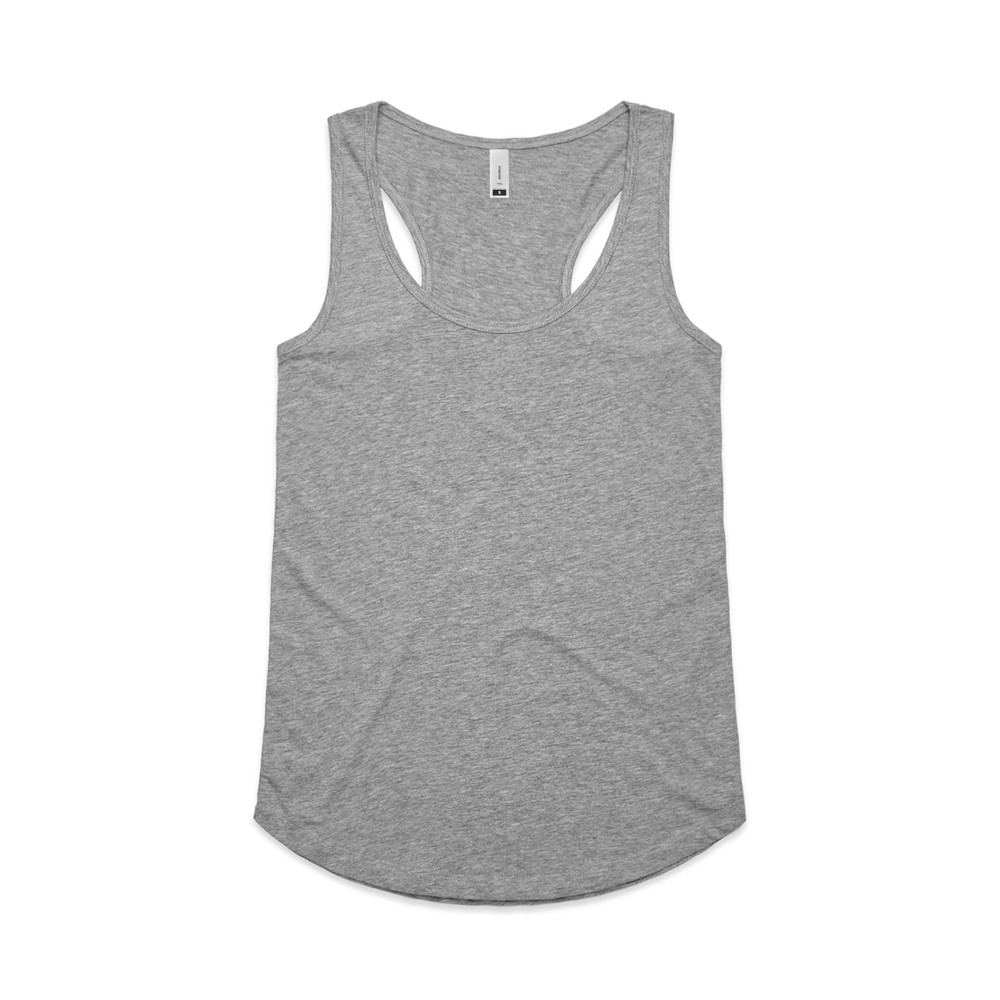Women's Yes Racerback Singlet in Grey Marle