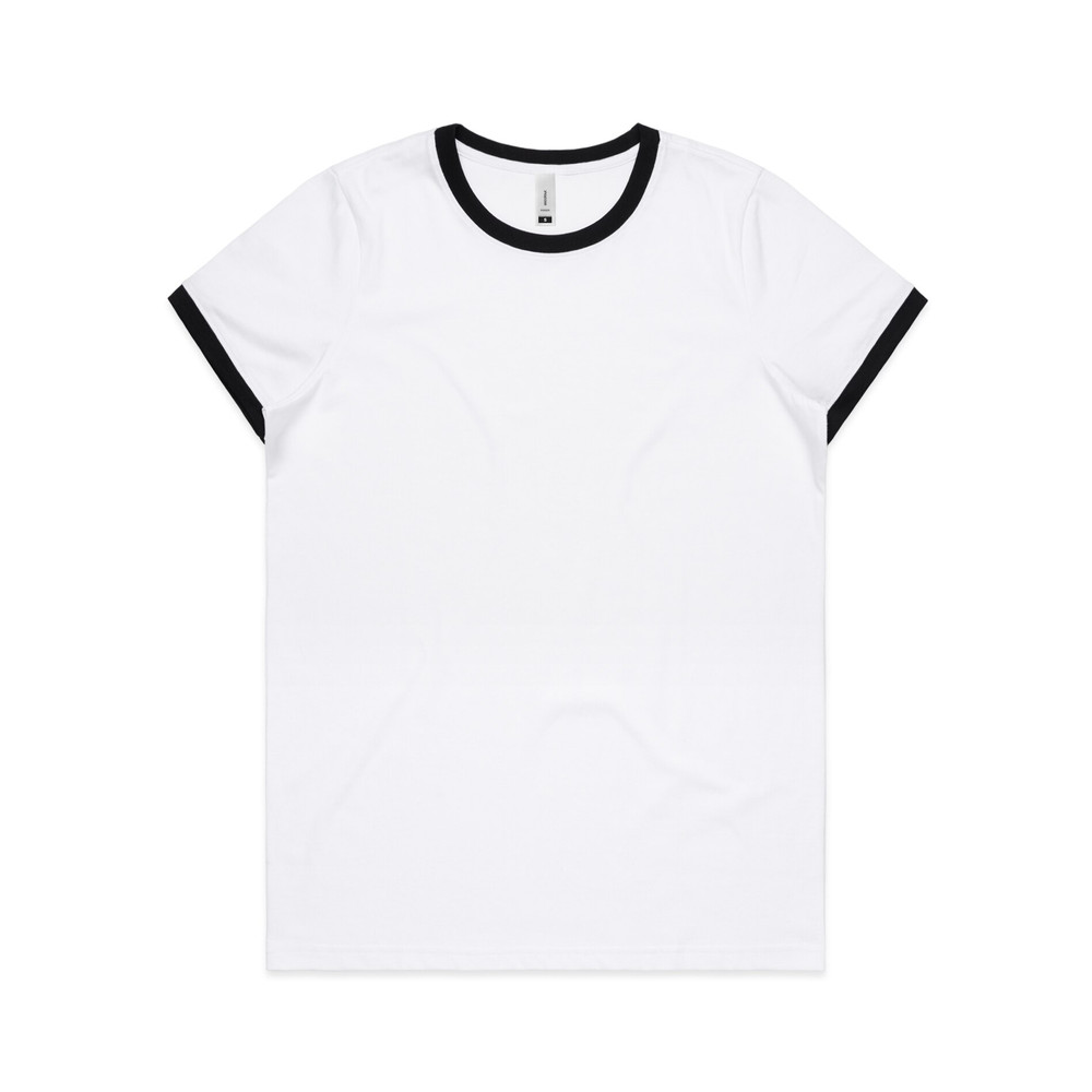 Women's Maple Ringer Tee in White / Black