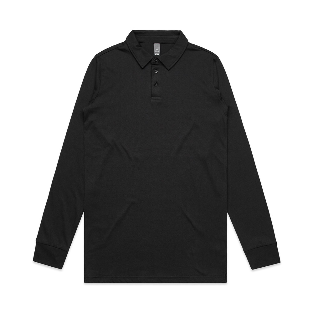 Chad Long Sleeve Polo in Black