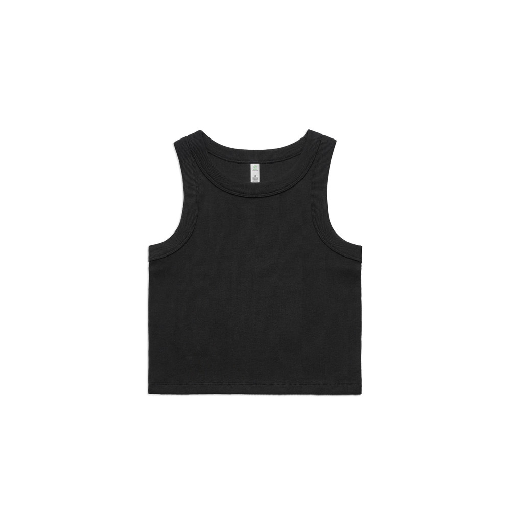 Women's Organic Rib Crop Tank in Black