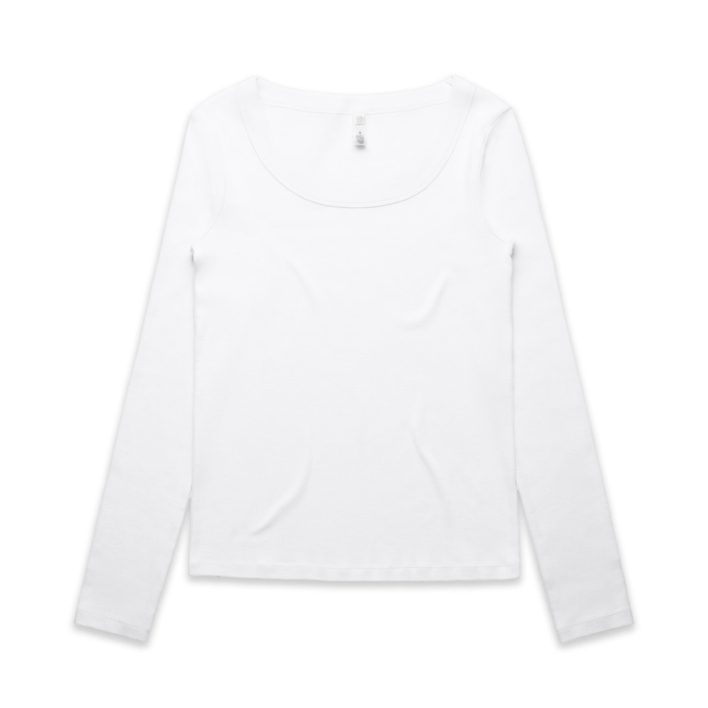 Women's Organic Baby Rib Long Sleeve Tee in White