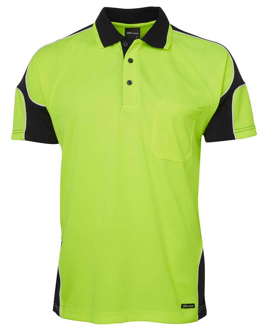 JB's Hi Vis Arm Panel Polo in Lime / Black
