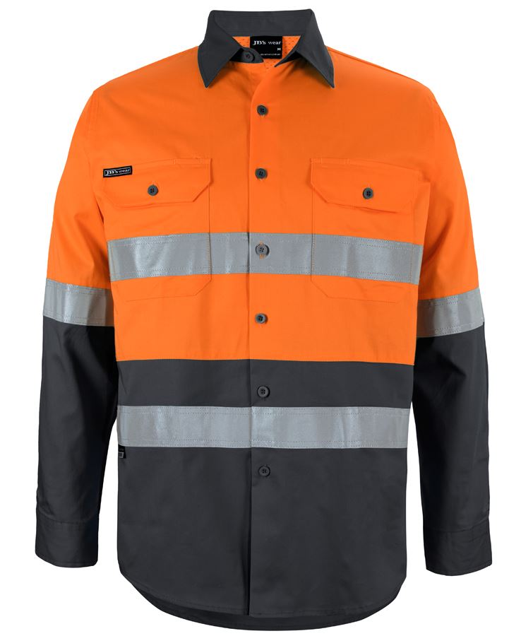 JB's Hi Vis Day and Night Work Shirt in Orange / Black