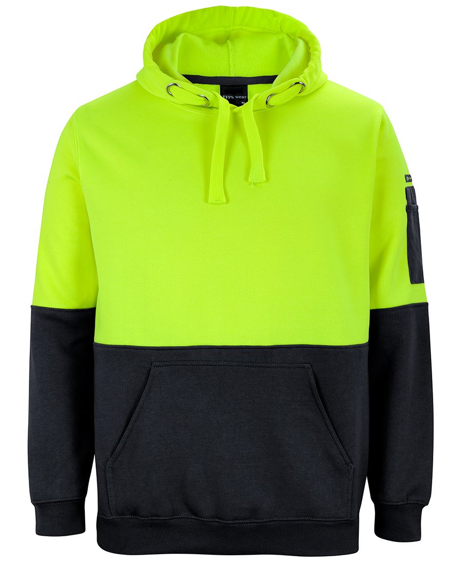 JB's Hi Vis Pull Over Hoodie in Lime / Black